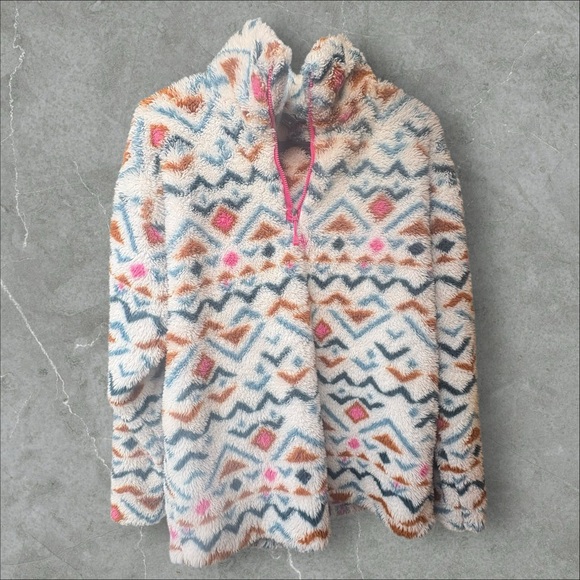 Eddie Bauer Southwestern Aztec 1/2 Zip Soft Sherpa Fleece Pullover Jacket Medium - Picture 4 of 11